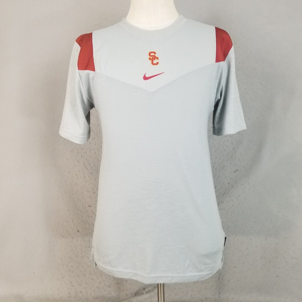 Nike Shirt Mens M Grey USC Trojans Dri-FIT Short Sleeve Training On-Field Tee